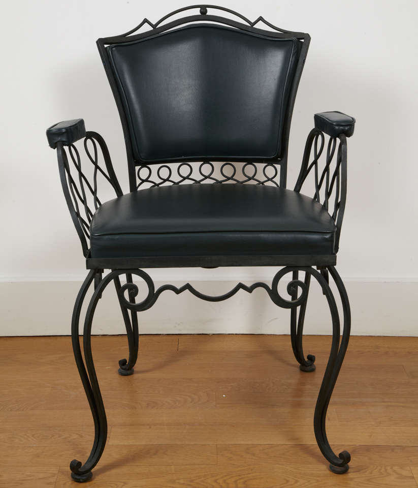 Set of 12 Wrought Iron Armchairs, France, 1950's 5