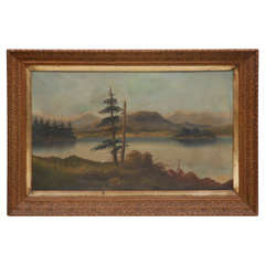 Antique American Landscape Oil Painting
