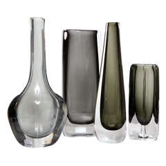 Stunning Set of 4 Glass Vases by Nils Landberg for Orrefors