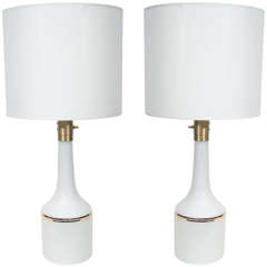 Pair of White Glass Lamps by Lyktan Haus 4
