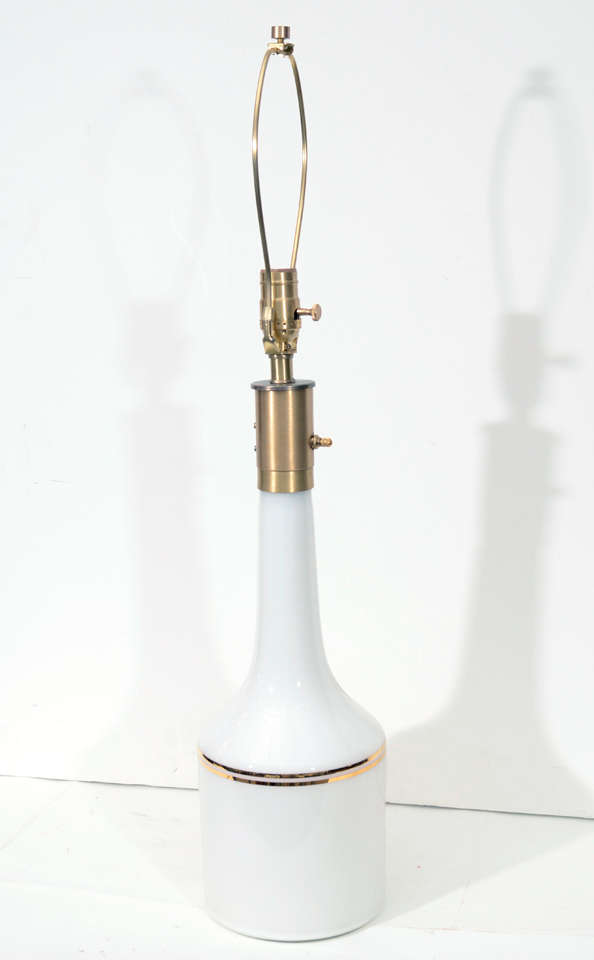 Swedish Pair of White Glass Lamps by Lyktan Haus