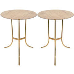 Pair Of Signed Cedric Hartman Gilt Brass Side Tables