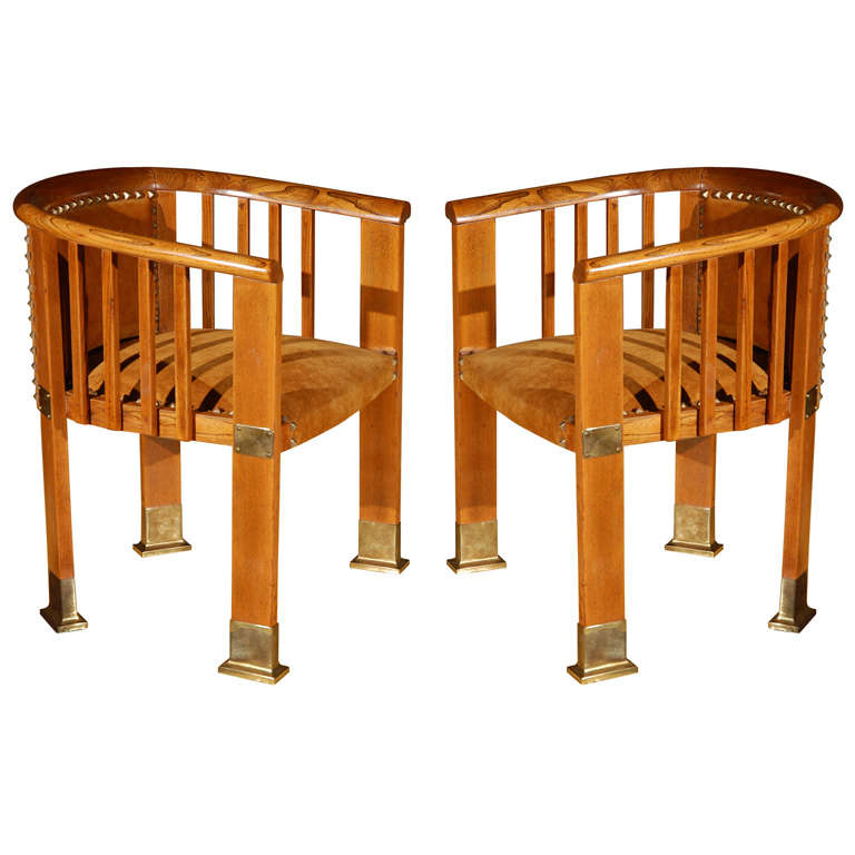Vienna Secessionist Pair of Chairs by Friedrich Otto Schmidt