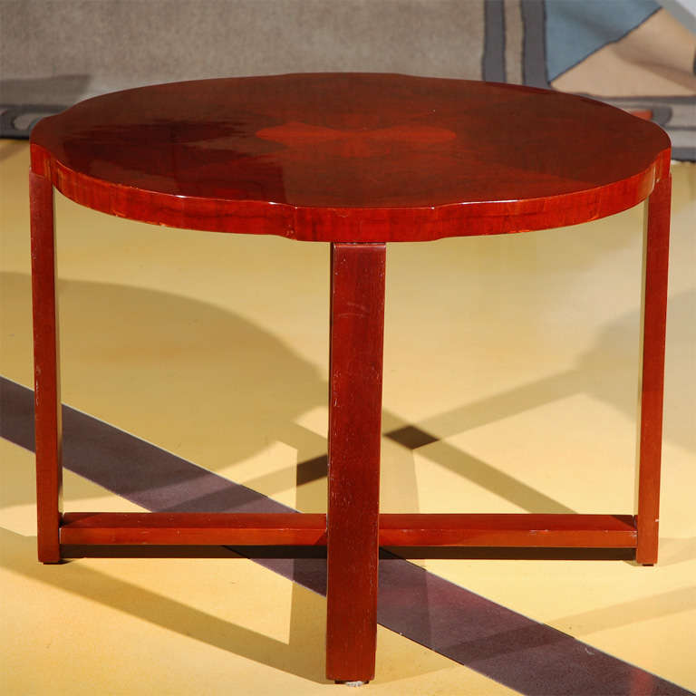 Art Deco Round Cocktail Table with Wedge Inserts For Sale 1