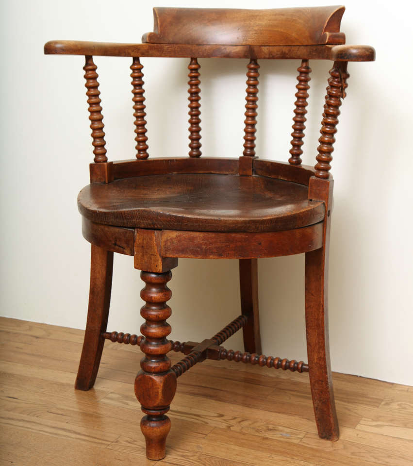 Mahogany Corner Chair with Barley twist spindles.
English 1880's