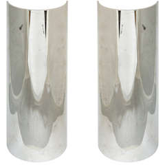 Pair of Vintage Half Round Chrome Floor Lights