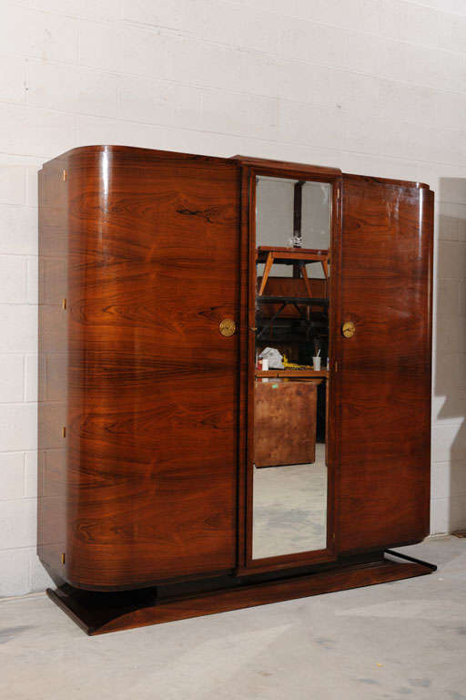 Antique Art Deco Rosewood Armoire Cabinet 1930s from France