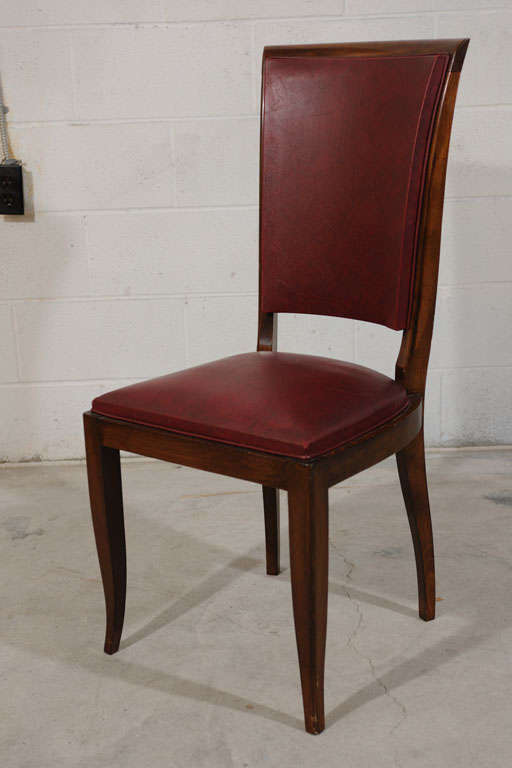 Set of 6 Antique Art Deco Burgundy Leather Dining Chairs at 1stDibs