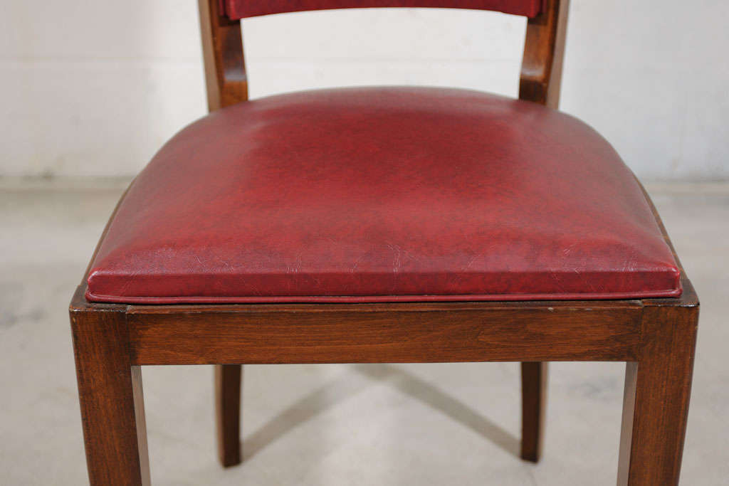 Set of 6 Antique Art Deco Burgundy Leather Dining Chairs at 1stDibs