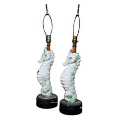 Unique Pair French Drip Glazed Seahorses