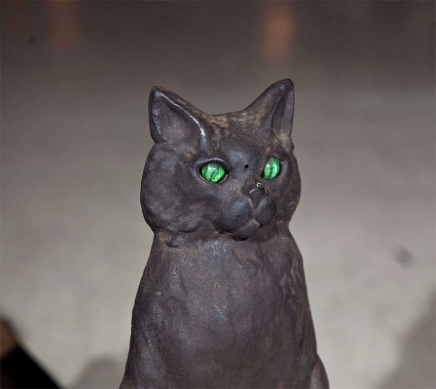 antique cat andirons