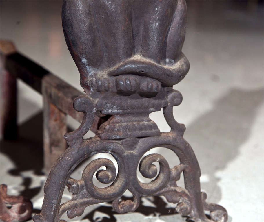 cat andirons with glass eyes