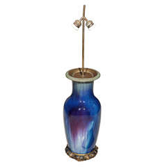 Chineses Flambe Vase Mounted as Lamp