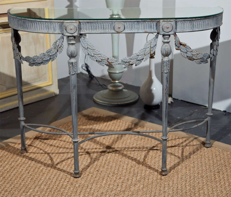 Demi-Lune Zinc Table With Leaf Swags