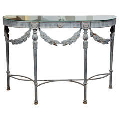 Demi-Lune Zinc Table With Leaf Swags