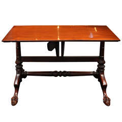 19th Century Drop-Leaf Library Table with Clawed Feet