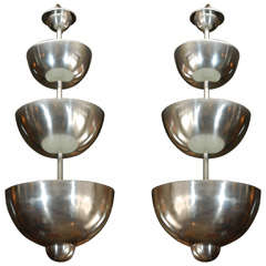 Pair Modernist Graduated Dome Pendants 5