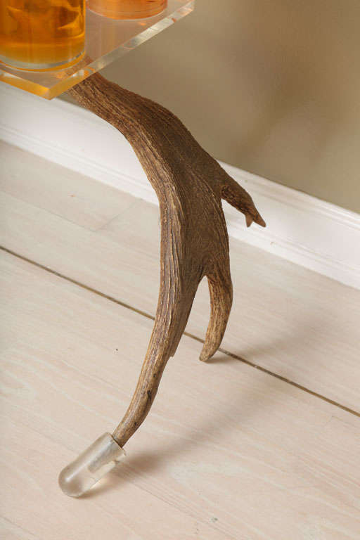 American Lucite and Antler Table For Sale