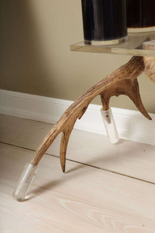 Mid-20th Century Lucite and Antler Table For Sale
