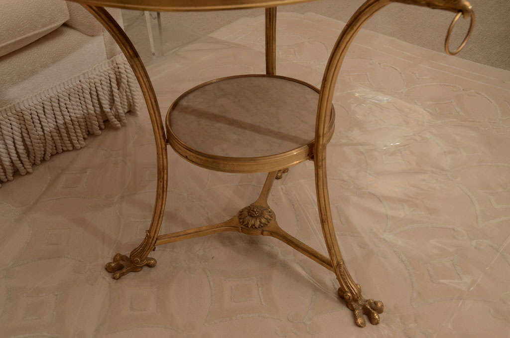 Vintage Bronze and White Marble Gueridon Table 1
