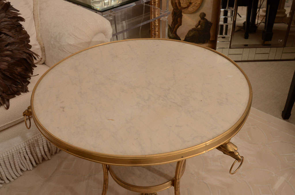 Vintage Bronze and White Marble Gueridon Table 3
