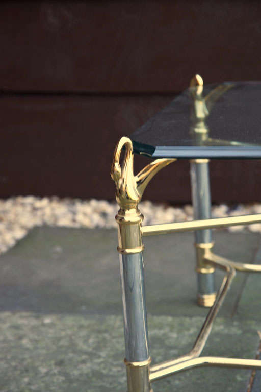 Chrome and Brass Swan Coffee Table For Sale 2