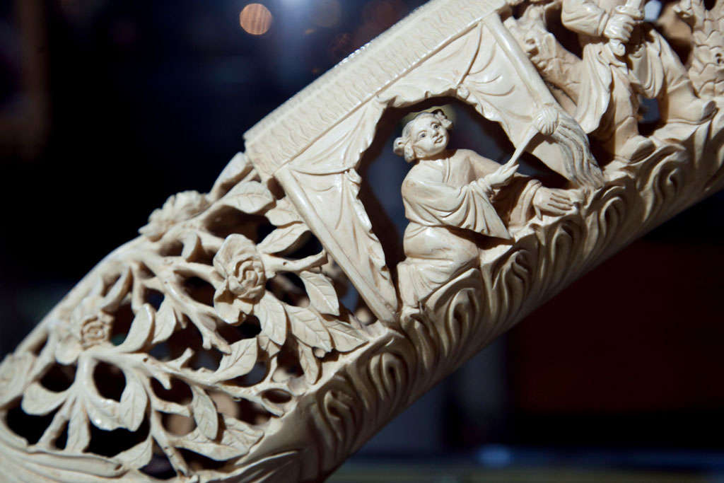 Chinse Carved Ivory Tusk 5