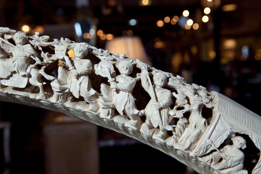 Chinse Carved Ivory Tusk 2