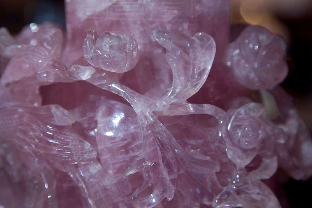 Carved Rose Quartz Covered Vase 1
