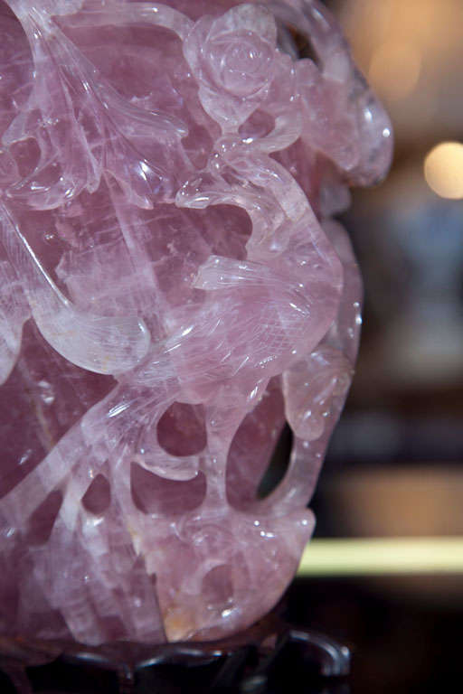 Carved Rose Quartz Covered Vase 2