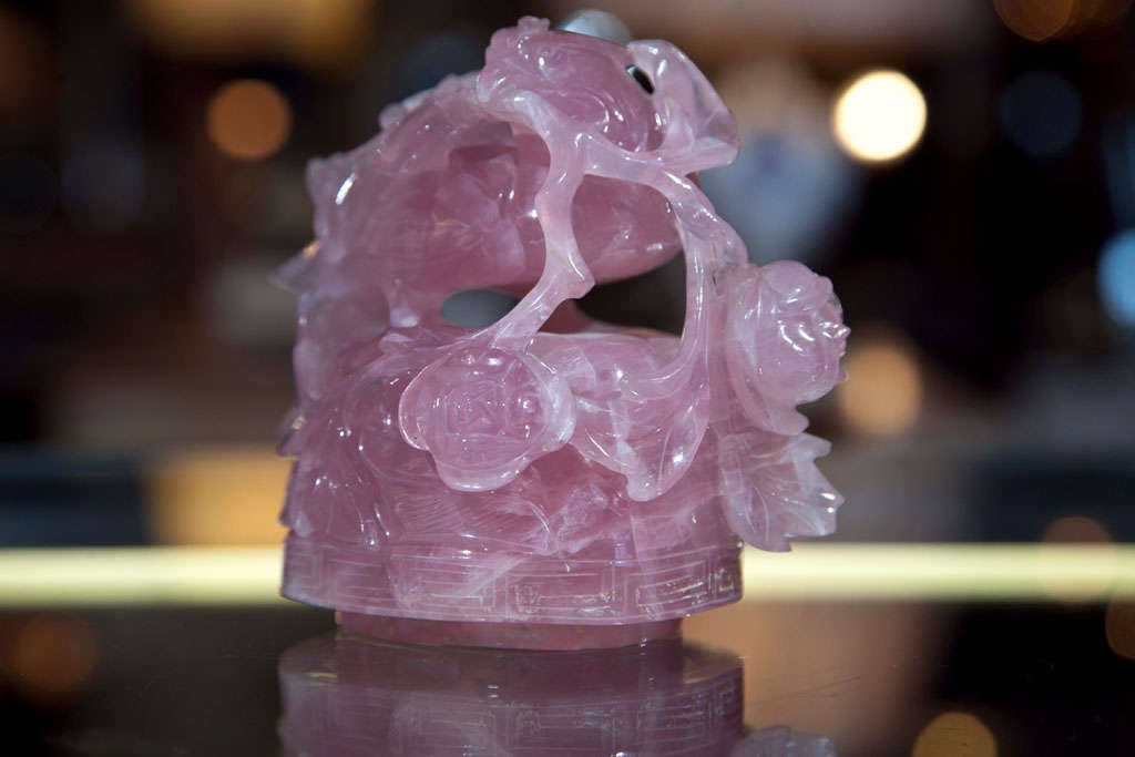 Carved Rose Quartz Covered Vase 3