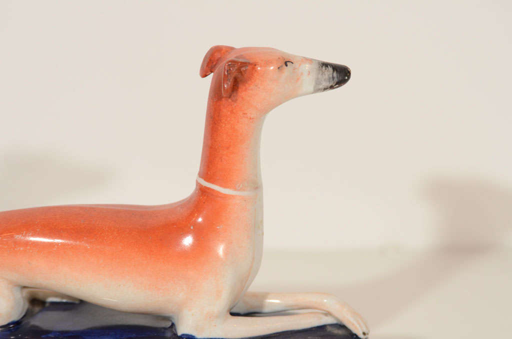 English Early Staffordshire Greyhound Inkwell For Sale