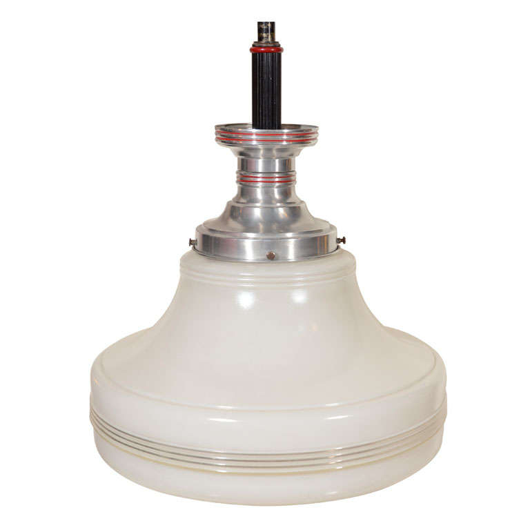 Industrial White Glass and Brushed Metal Ceiling Light