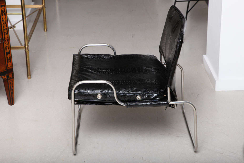 Pair of Tubular Chrome Low Chairs 6
