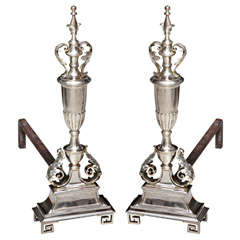 Antique Pair of Continental Neoclassical Andirons