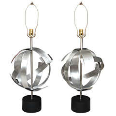 Pair of Mid Century Laurel Orb Lamps