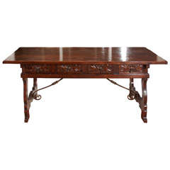 A Spanish Colonial Style Library Table