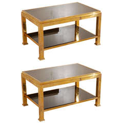 A Pair of Gilt Brass and Marble Side Tables