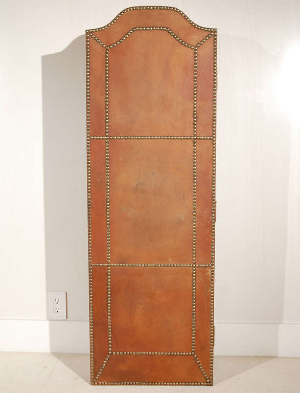 A 4-Panel Leather Screen with Nailhead Trim 1