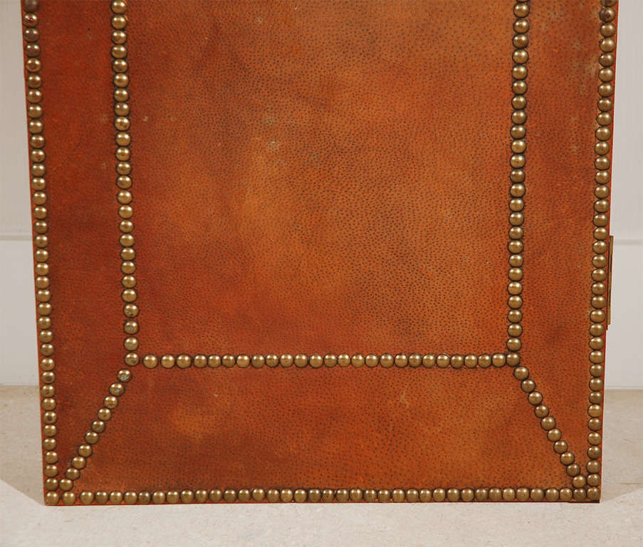 A 4-Panel Leather Screen with Nailhead Trim 2
