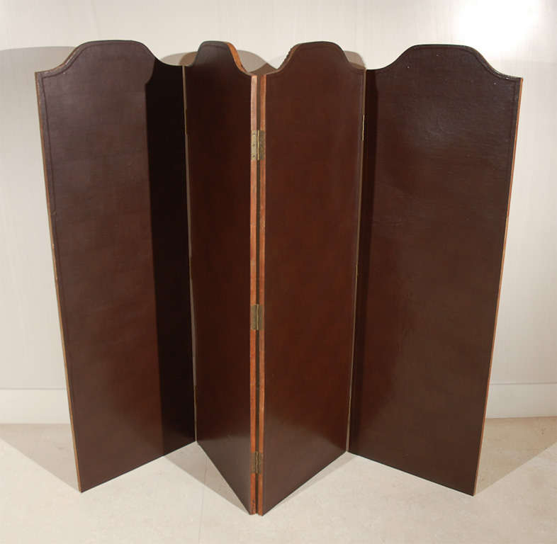 A 4-Panel Leather Screen with Nailhead Trim 4
