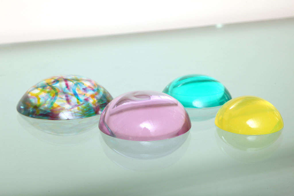 American Three Norman Mercer Lucite Orb Sculptures/Paperweights