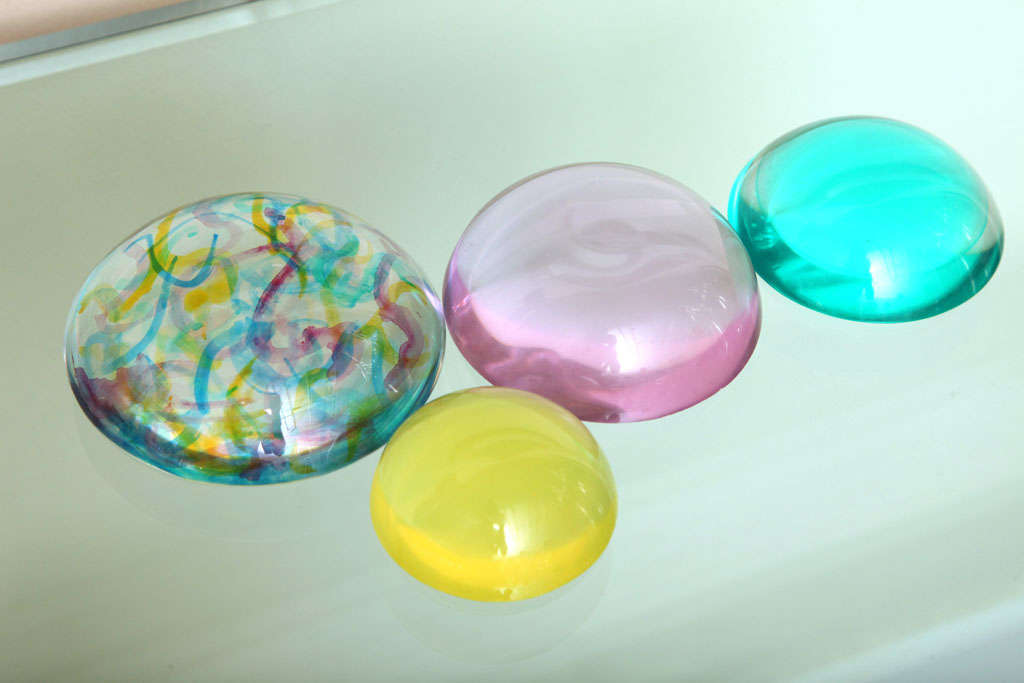 Three Norman Mercer Lucite Orb Sculptures/Paperweights In Excellent Condition In North Miami, FL
