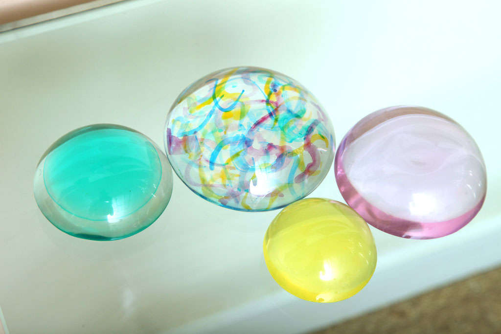 Three Norman Mercer Lucite Orb Sculptures/Paperweights 2