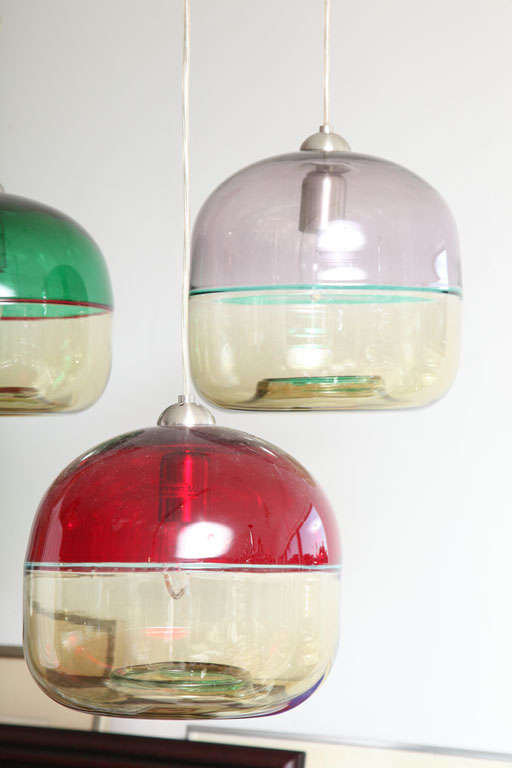 Delightful Trio Of Italian /Murano Glass Pendant Lamps 5