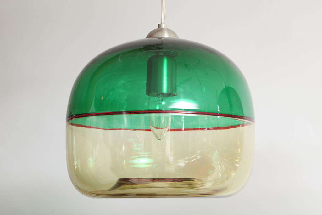 20th Century Delightful Trio Of Italian /Murano Glass Pendant Lamps