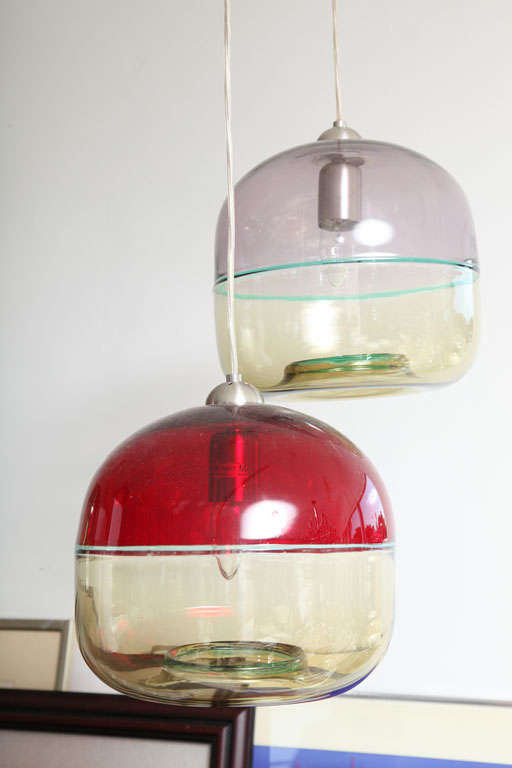 Delightful Trio Of Italian /Murano Glass Pendant Lamps 2
