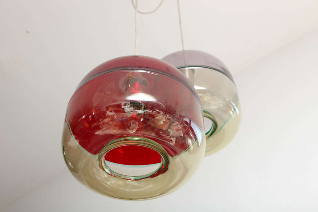 Delightful Trio Of Italian /Murano Glass Pendant Lamps 3