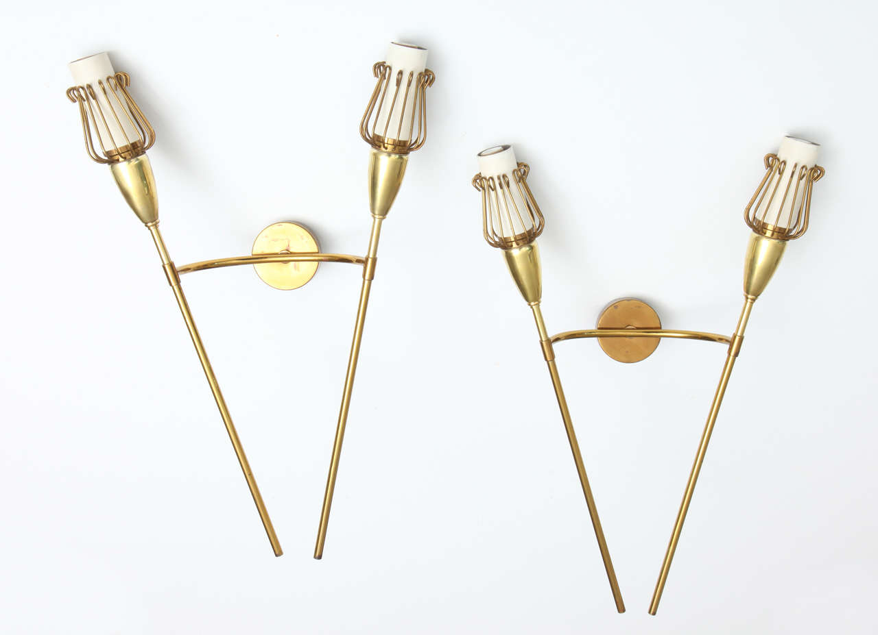 Mid-Century Modern Double Sconces by Lunel for Royal Lumière For Sale