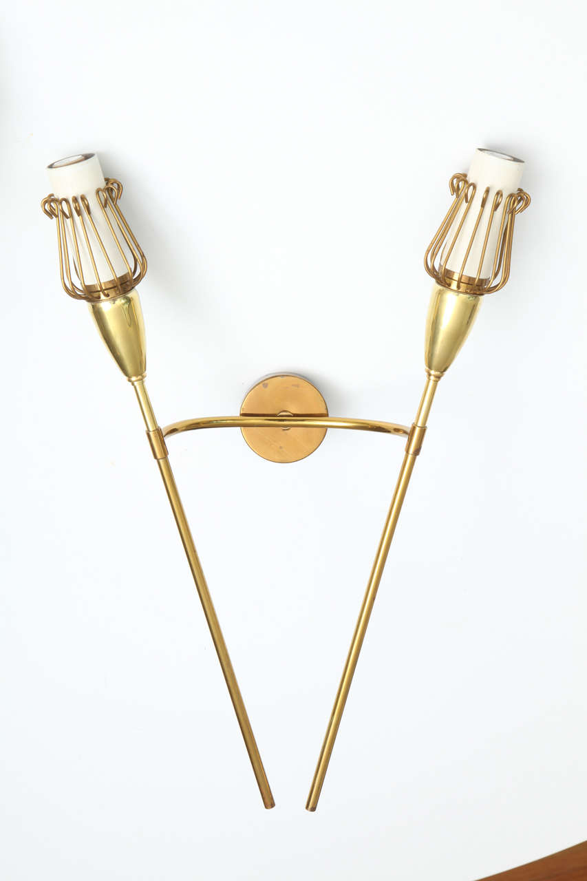 Brass Double Sconces by Lunel for Royal Lumière For Sale